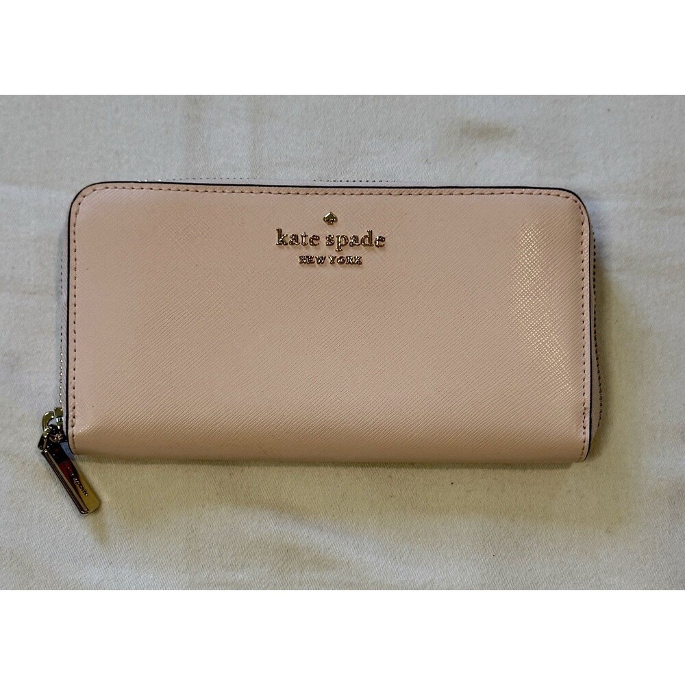 Kate Spade New York Women's Pale Pink Leather Wallet Accordion Quiet Luxury